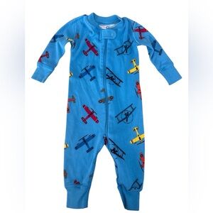 Hanna Andersson 100% organic cotton Baby Pajama  Blue Airplanes Print 3-6 mo